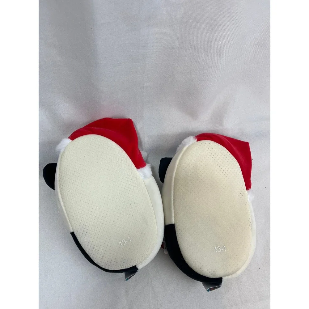 Squishmallows Kids Santa Hat Cat Slippers Off-White Holiday Plush Size 13/1‎ NEW